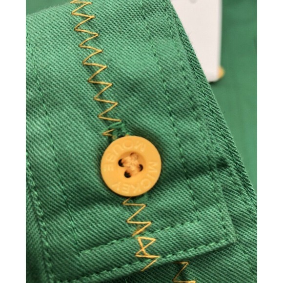 Vintage 90s Disney MICKEY MOUSE Green Long Sleeve Button Up Shirt Boys Size 14 - Picture 8 of 11